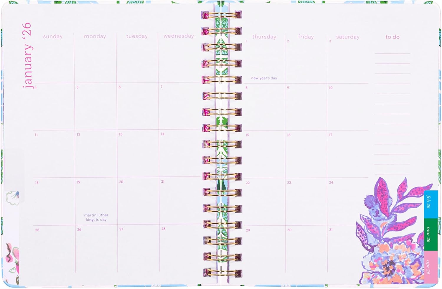 Lilly Pulitzer Large Monthly Planner January 2026 - December 2026, Monthly Agenda & Calendar, Stickers, Pockets, & Spiral Binding (Swayin in the Breeze)