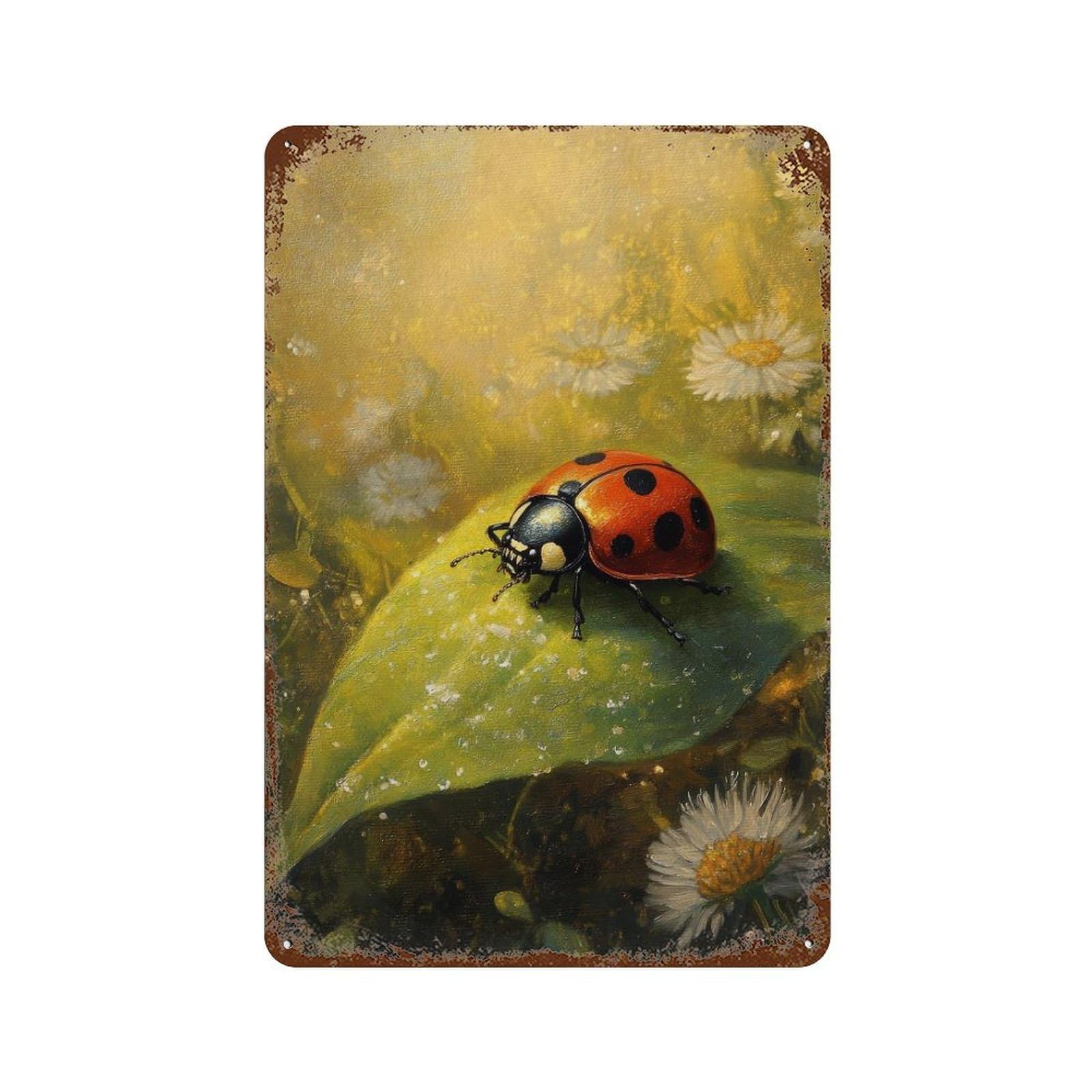 xiaoxiaoshen Ladybird Cottagecore Dark Academia Whimsical Insect Vintage Nature Wall Decor Art Metal Tin Poster Modern Home Decor Art Home Bar Shop Decorations Vintage Sign 30x20cm