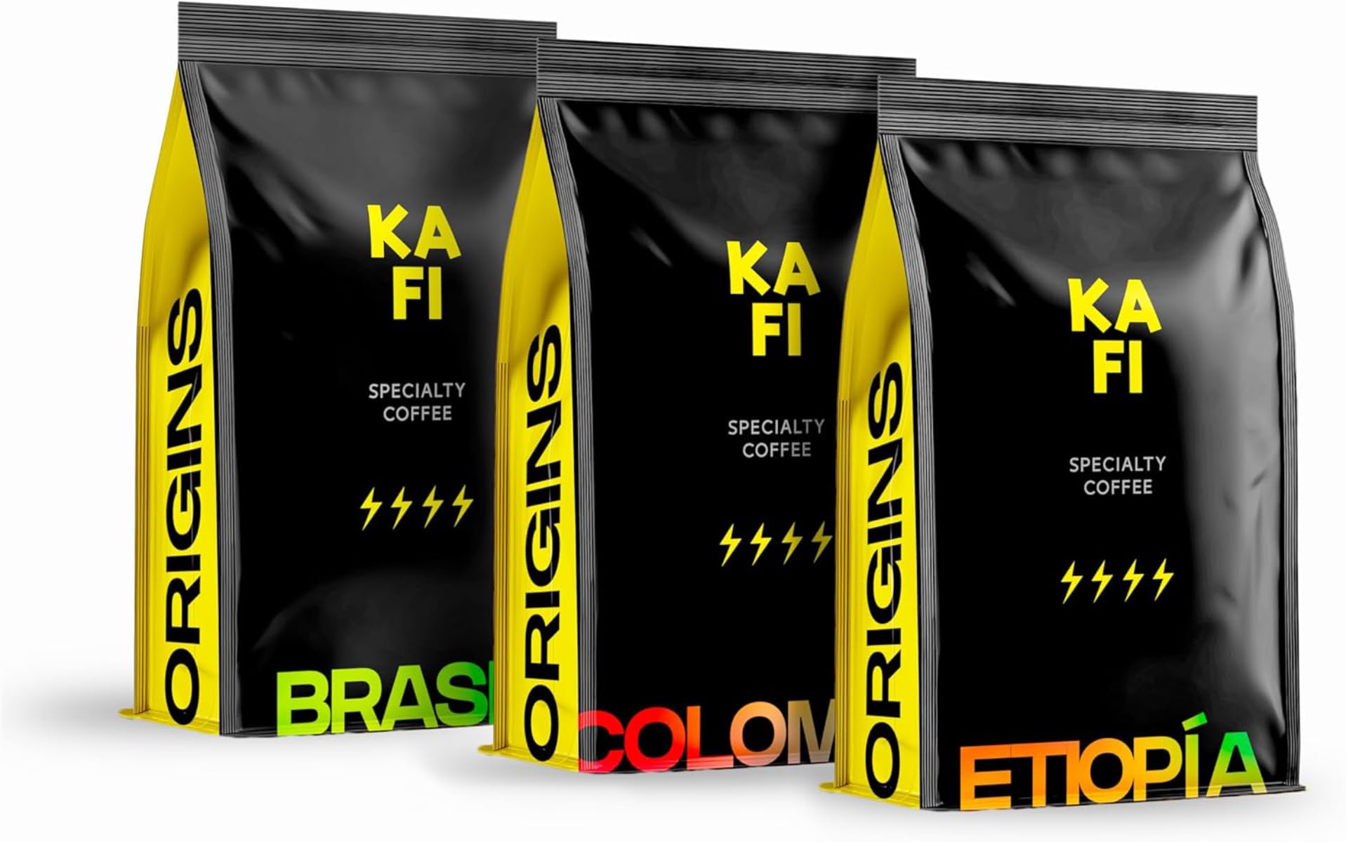 KAFI Café en Grano de Especialidad Pack Top Ventas (Brasil, Colombia, Etiopía 1,5kg (3x500g) - 100% Arábica Natural - Notas de Chocolate, Nuez y Frutas - Ideal Cafetera Superautomática y Molinillo