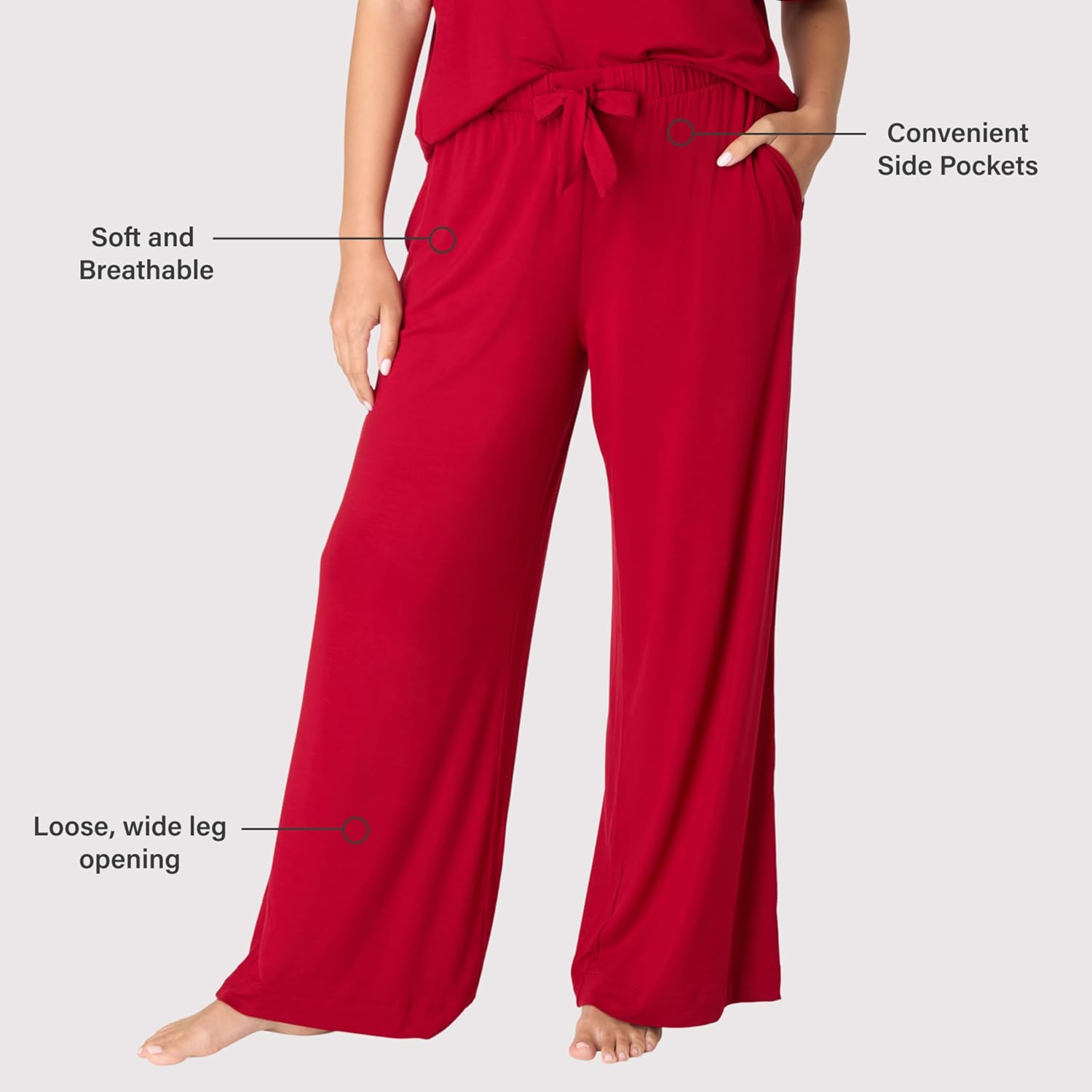 Bali Women's Sleepwear Wide Leg Pants, Breathe Pajama Bottoms, Sleepwear Pants with Pockets, Drawstring Waistband - Image 4