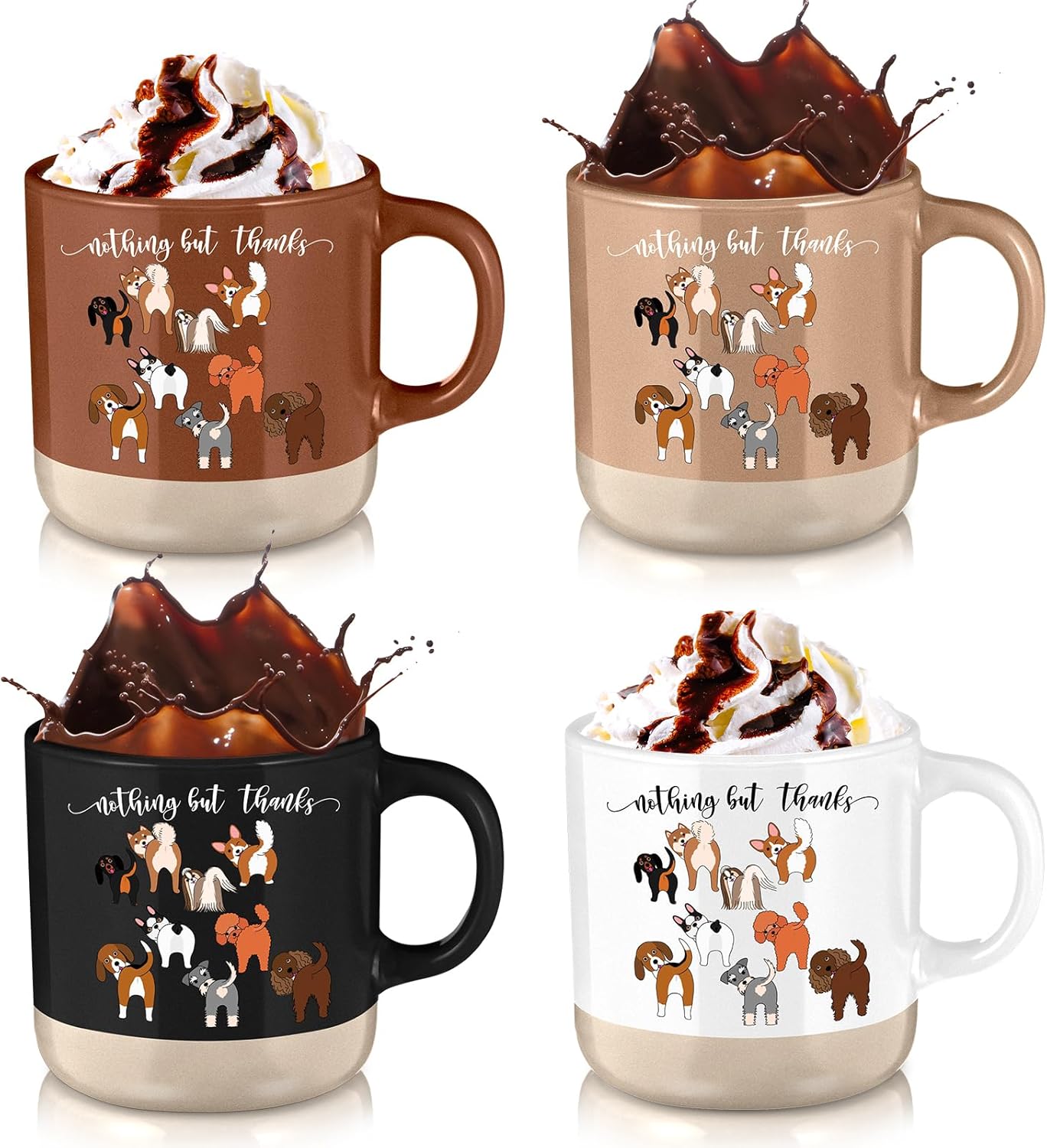 Meanplan 10 Pcs Veterinarian Gifts 13 oz Cute Dog Coffee Mugs Nothing But Thanks Veterinarian Gifts Bulk for Veterinary Medicine Assistant Nurse Students Pet Lover (Boho)
