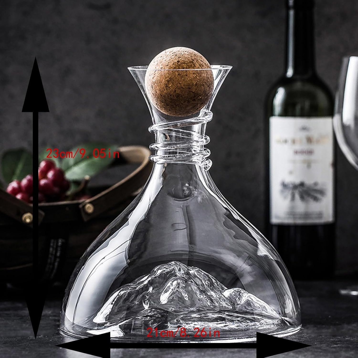 1800 ml Rotwein-Dekanter, eisbergförmiger Dekanter mit Kork-Kugelverschluss, Weinbelüfter aus Kristallglas, Schnell-Dekanter für den Haushalt Belüfter