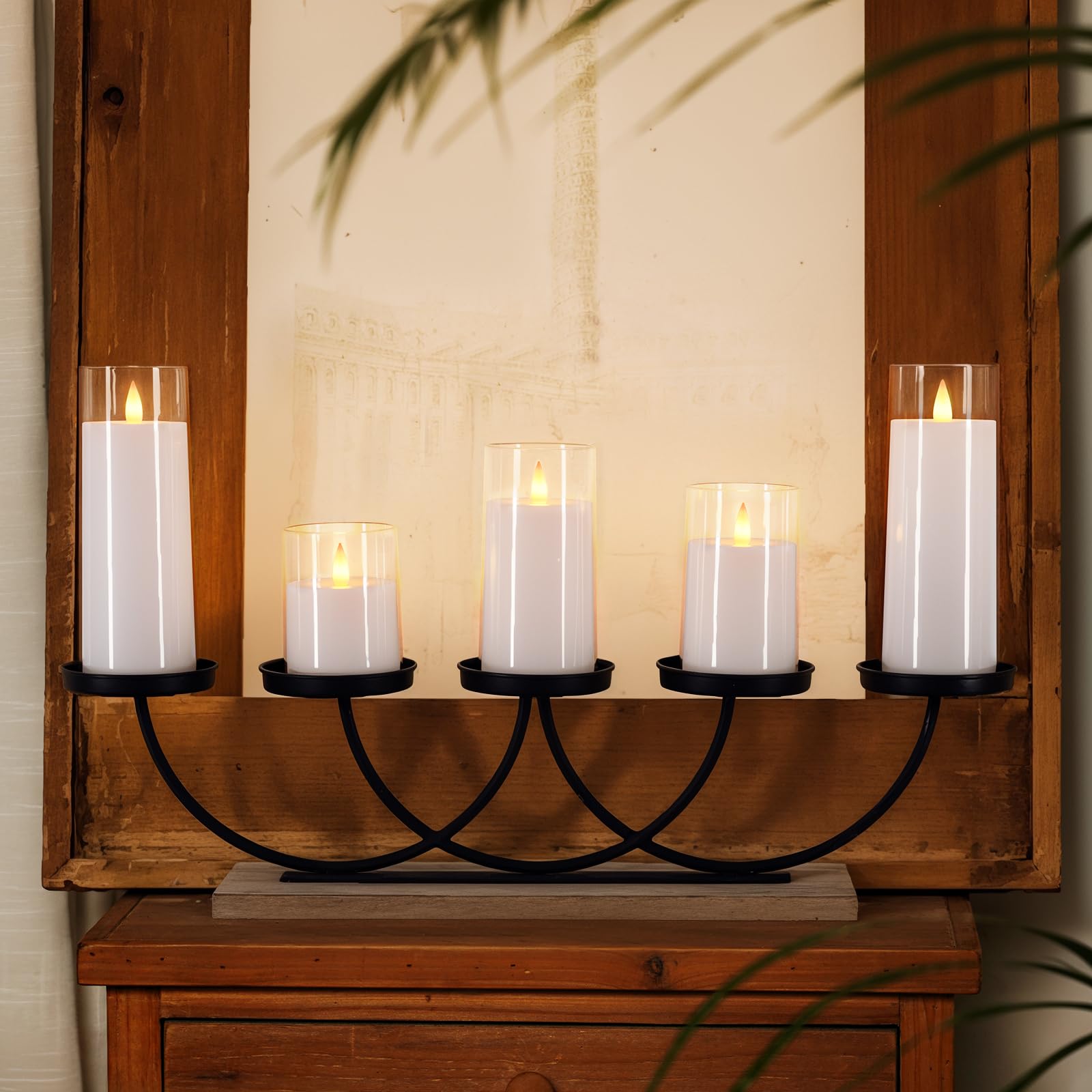 Homemory Candele realistiche tremolanti a batteria, finte candele elettriche a LED con telecomando e timer, candele senza fiamma per la casa, decorazione natalizia, bianco, set di 5
