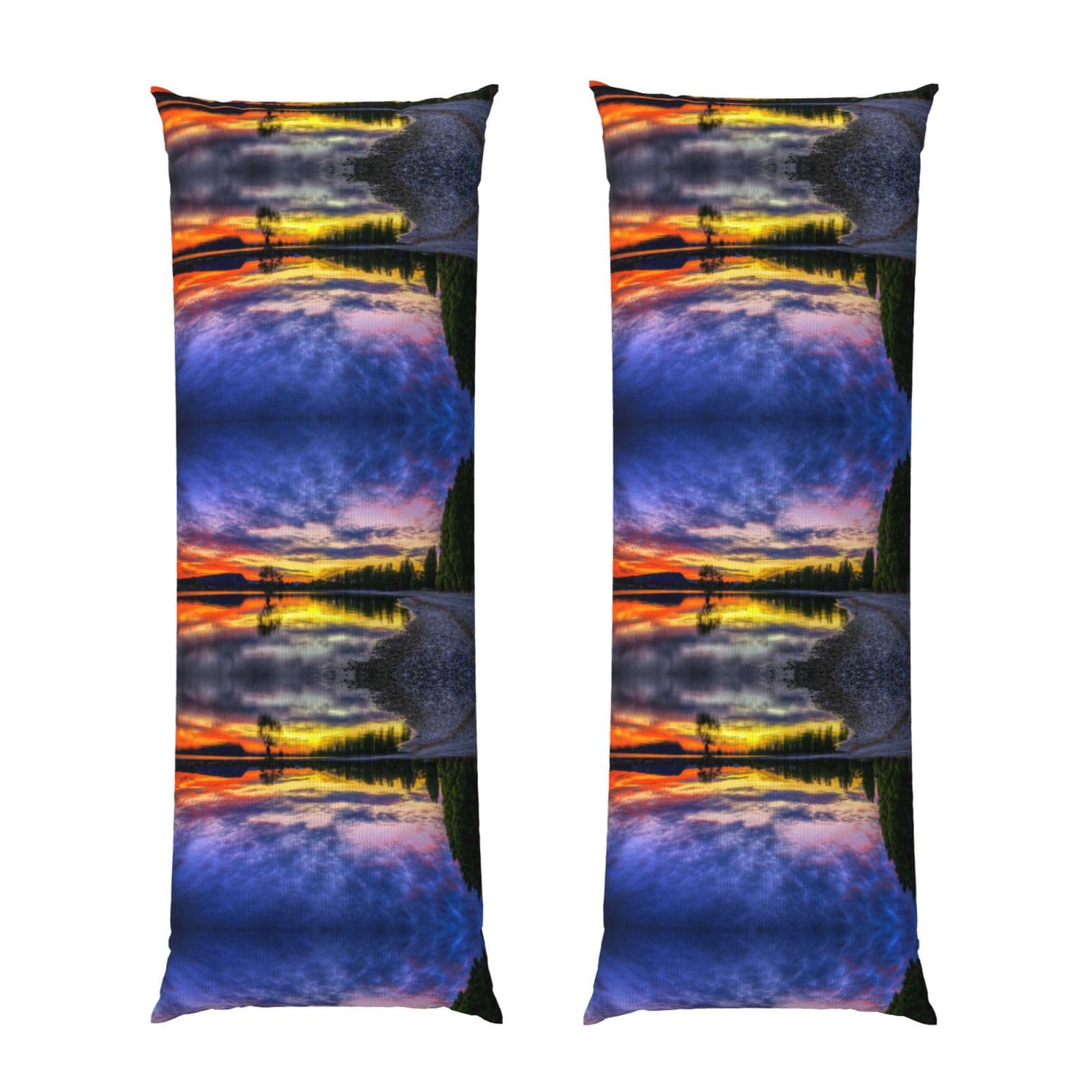 Housse de traversin en microfibre douce imprimé lac lit