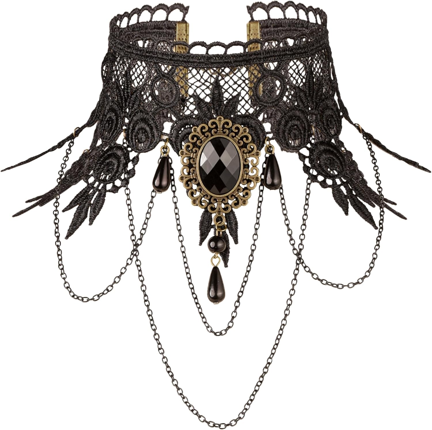 Sacina Gothic Black Teardrop Lace Choker, Gothic Victorian Necklace, Goth Jewelry, Halloween Christmas Jewelry Gift for Womenr