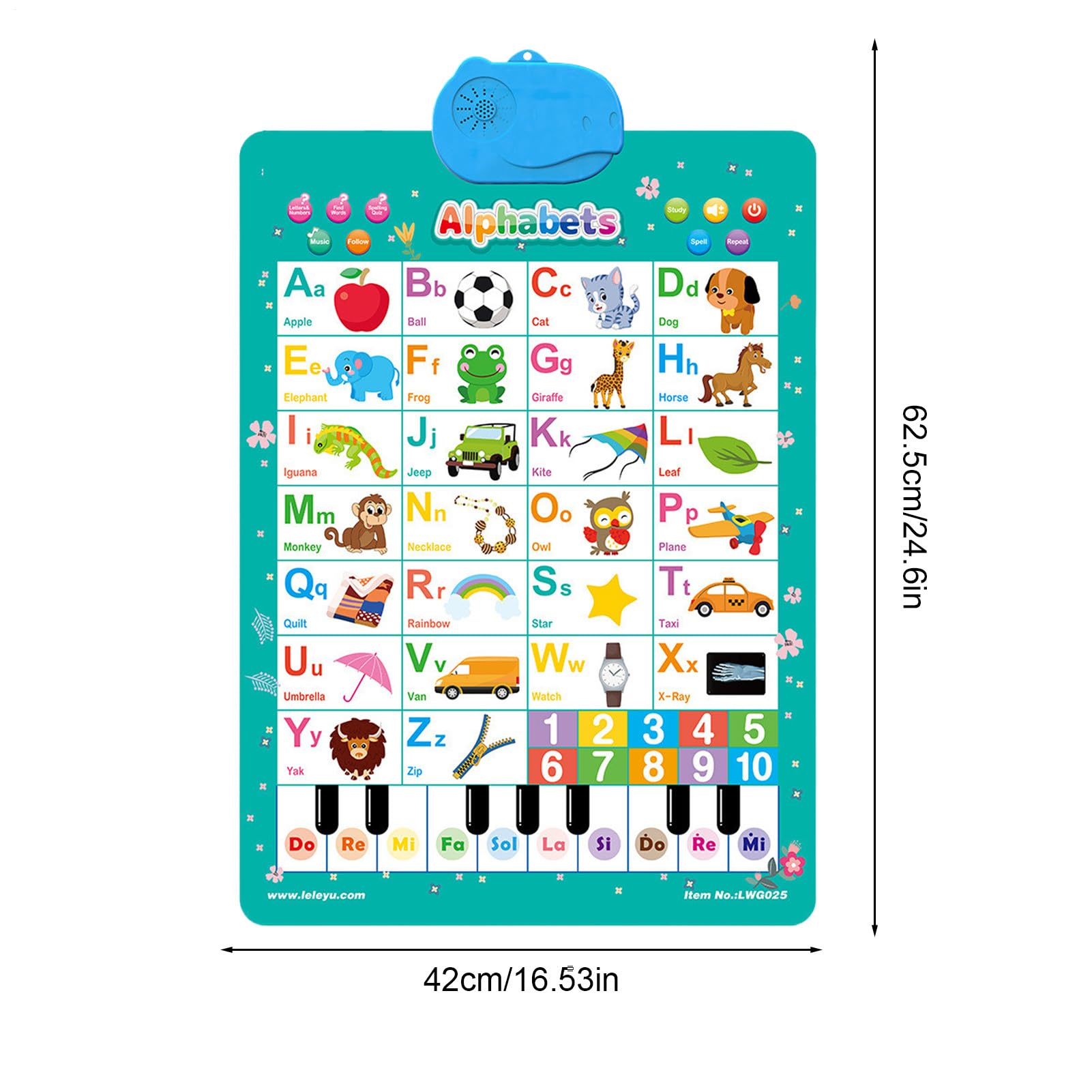Elektronisches Alphabet-Wandtafel, interaktives Lieder, Klavierspiel, Zahlen, Tier, Wortschatz, Kinder, Lernposter, für Kinder im Alter von 1–6 Jahren, , Mädchen, Kindergarten, Schule