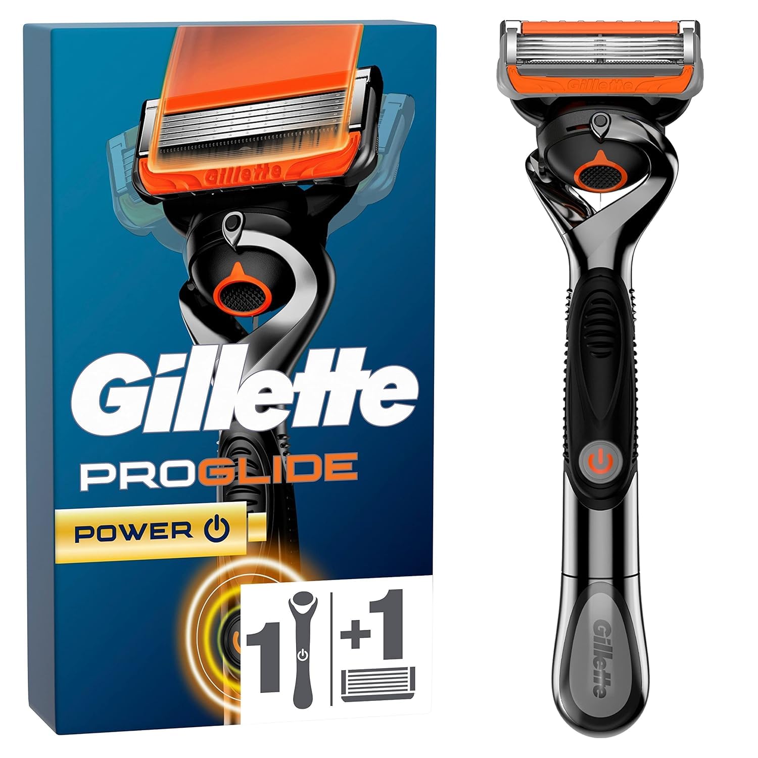 GilletteProGlide Power Men's Wet Razor + 1 Razor Blade with 5 Blades Gift for Men