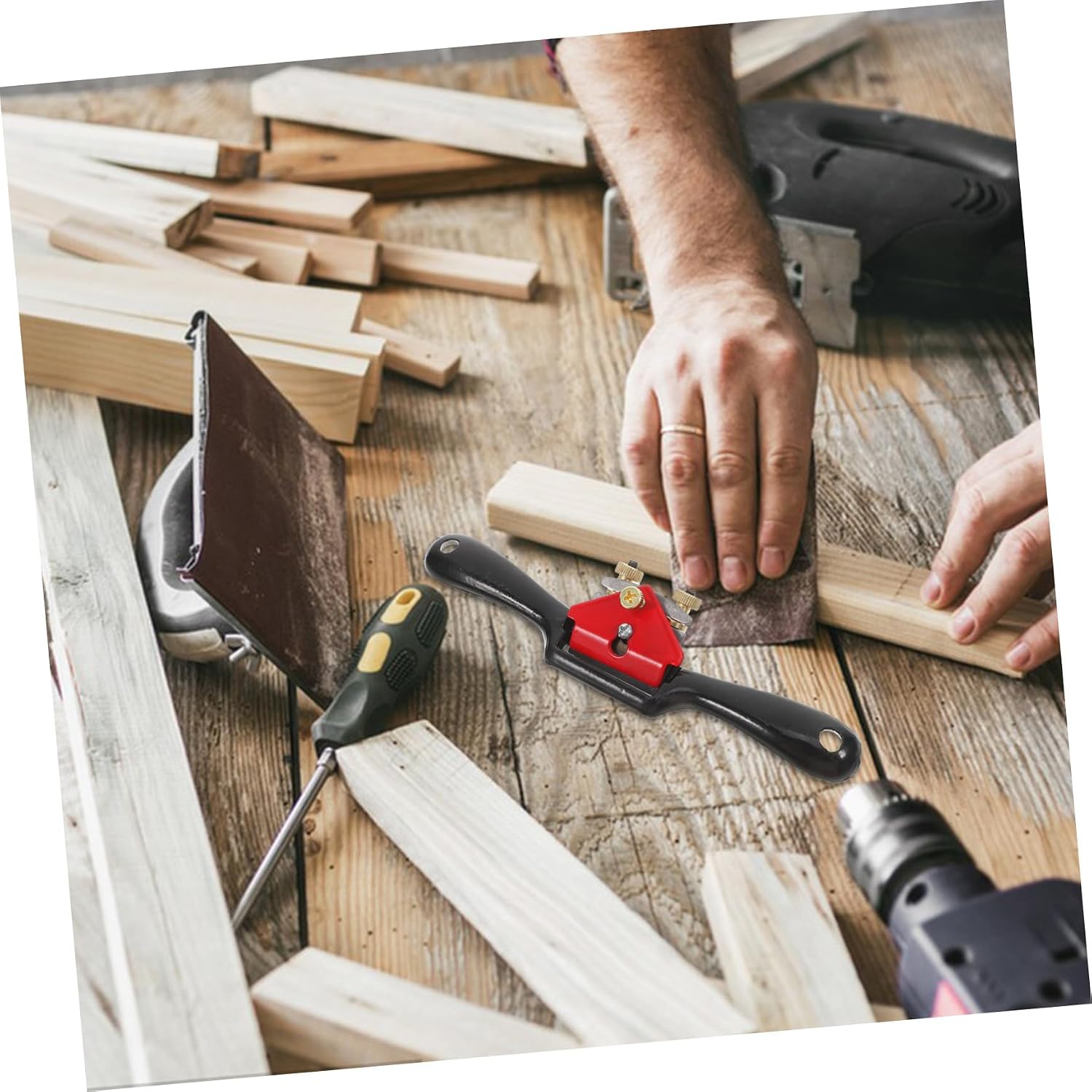 Handheld Adjustable Mini Wood Planer Compact Woodworking Tool for for Trimming and Crafting Lightweight Design for Easy Handling