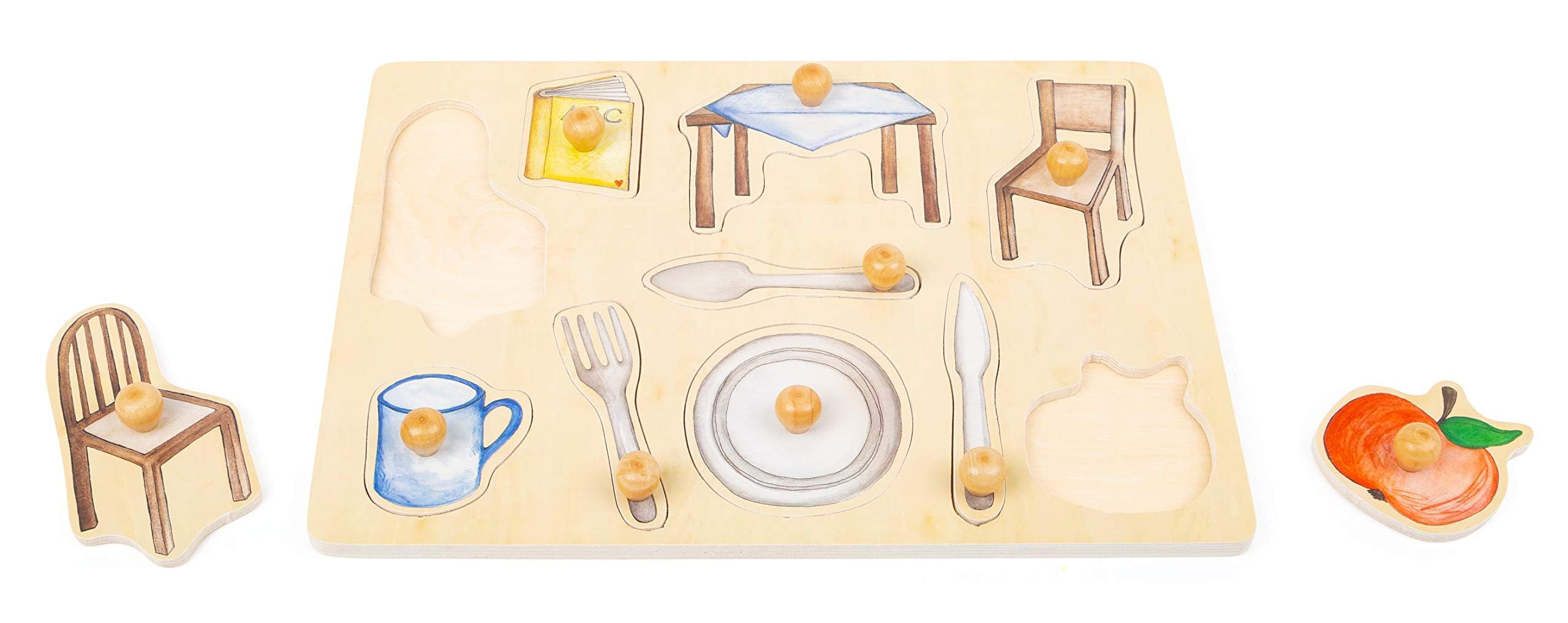 Small Foot 11502 Puzzle Oggetti della Vita Quotidiana Legno, con Vari Motivi dettagliati, a Partire dai 12 Mesi
