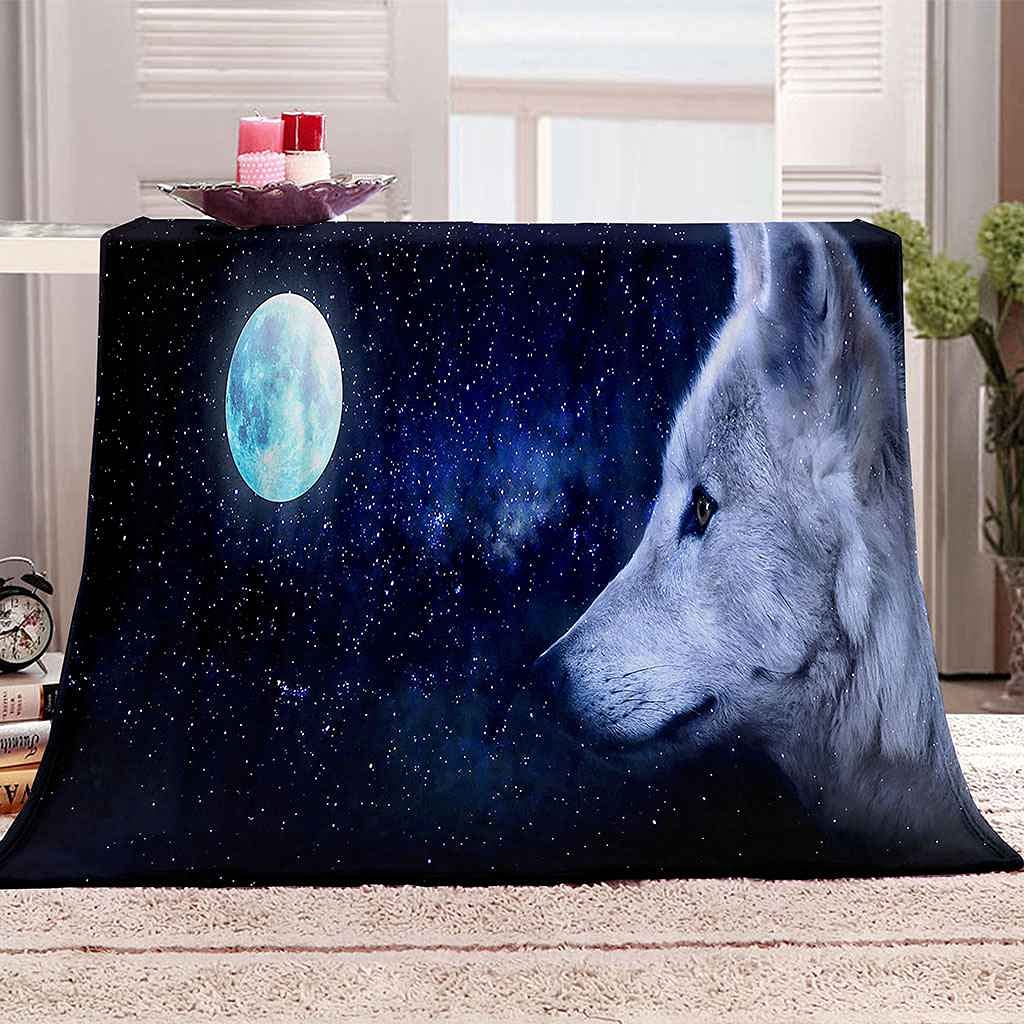 Couverture loup ciel étoilé pour des soirées cocooning au chaud