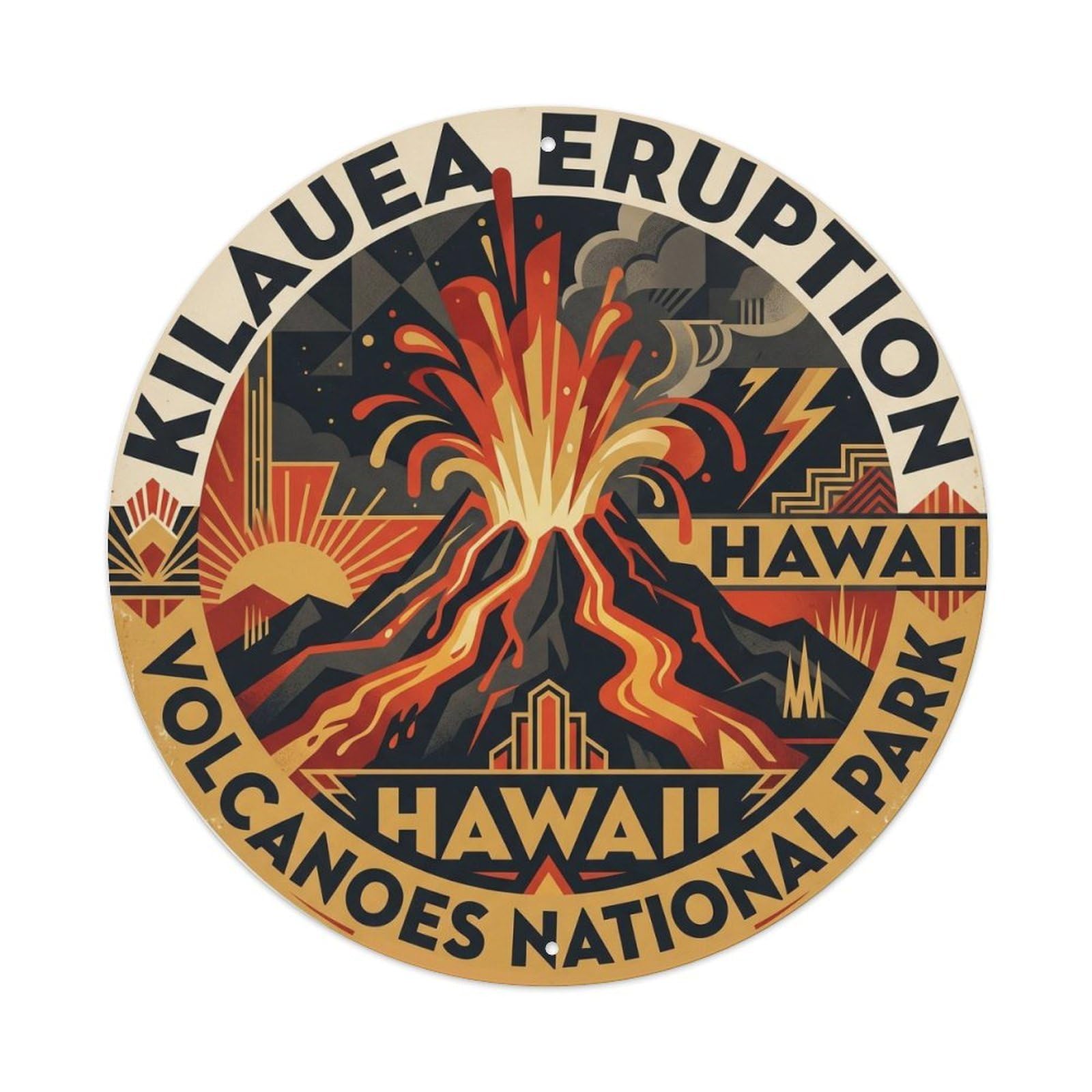 Kilauea Eruption Hawaii Island Nature Volcano Lava Metal Tin Sign
