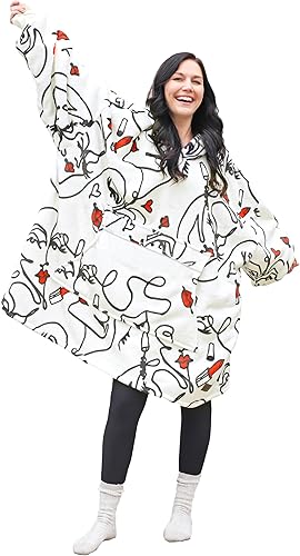 Catalonia Sudadera con capucha de gran tamaño con estampado de cara abstracta, sudadera gigante de sherpa para adultos, hombres, mujeres,