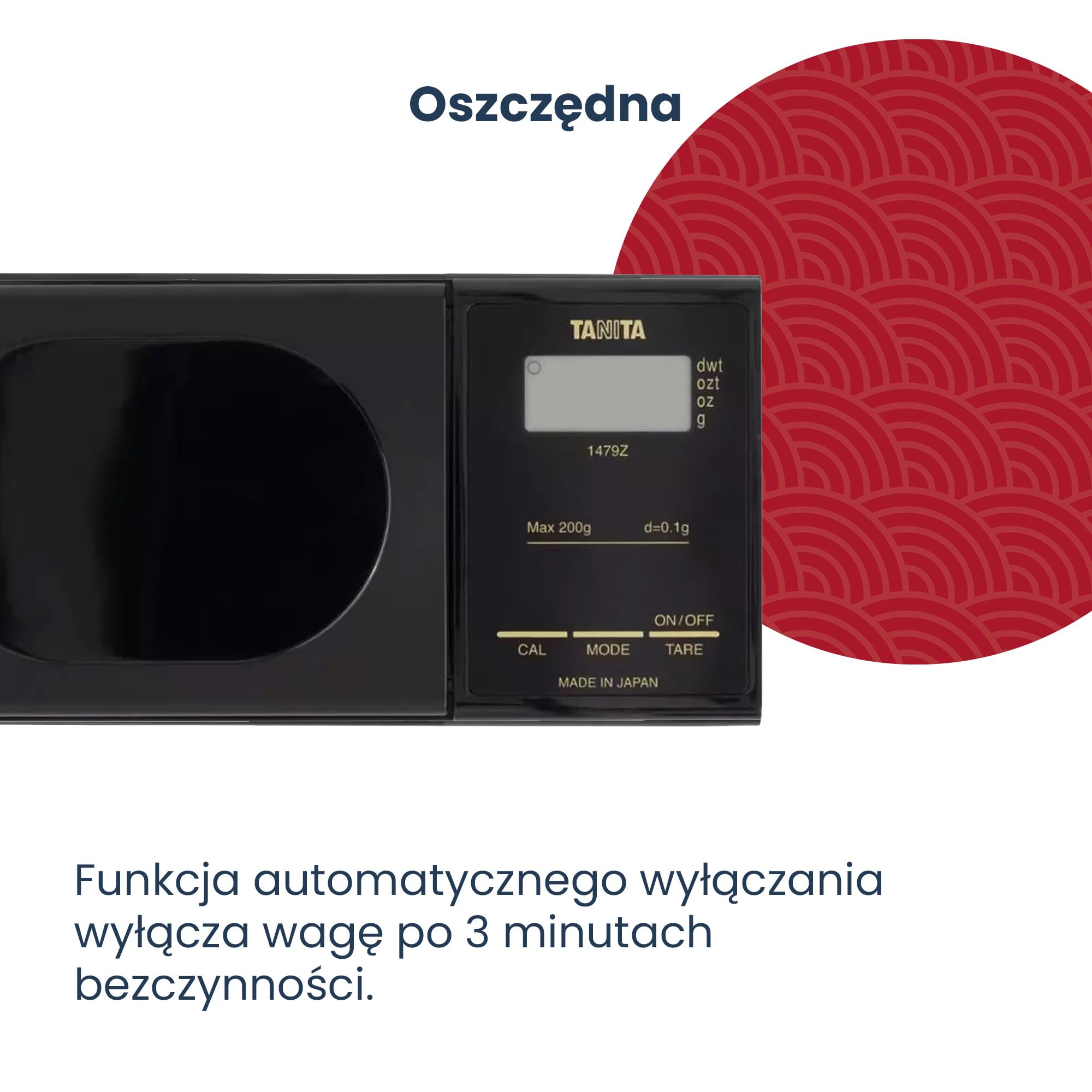 Tanita 1479Z waga kuchenna do 200 g, wyświetlacz LCD, kolor czarny