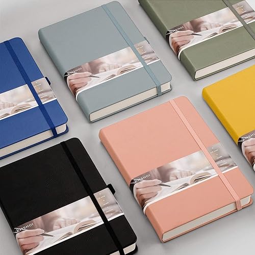 Miniatura 7 de EMSHOI - Cuaderno de puntos, 256 páginas A5, cuadrícula de puntos, papel grueso de 3.54 ozy, 16 páginas perforadas, piel sintética suave, bolsillo