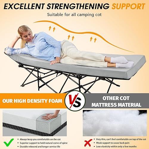 Miniatura 2 de CYMULA Camping Cot Mattress 3in Memory Foam Sleeping Pad,Soft Warm Non-Slip Camping Mattress Topper with Retaining for Adults,Portable Roll up Pad