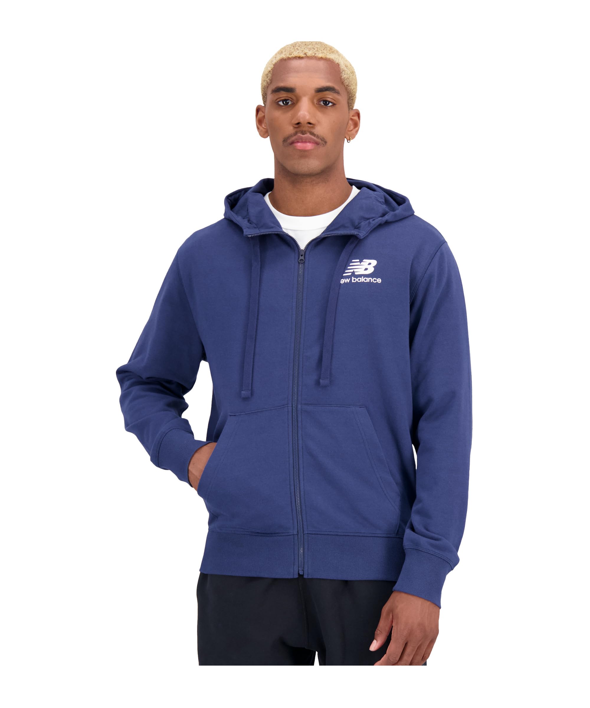 New Balance Men's Nny - Nb Navy (428) Essentials Stacked Logo French Terry Jacket, M