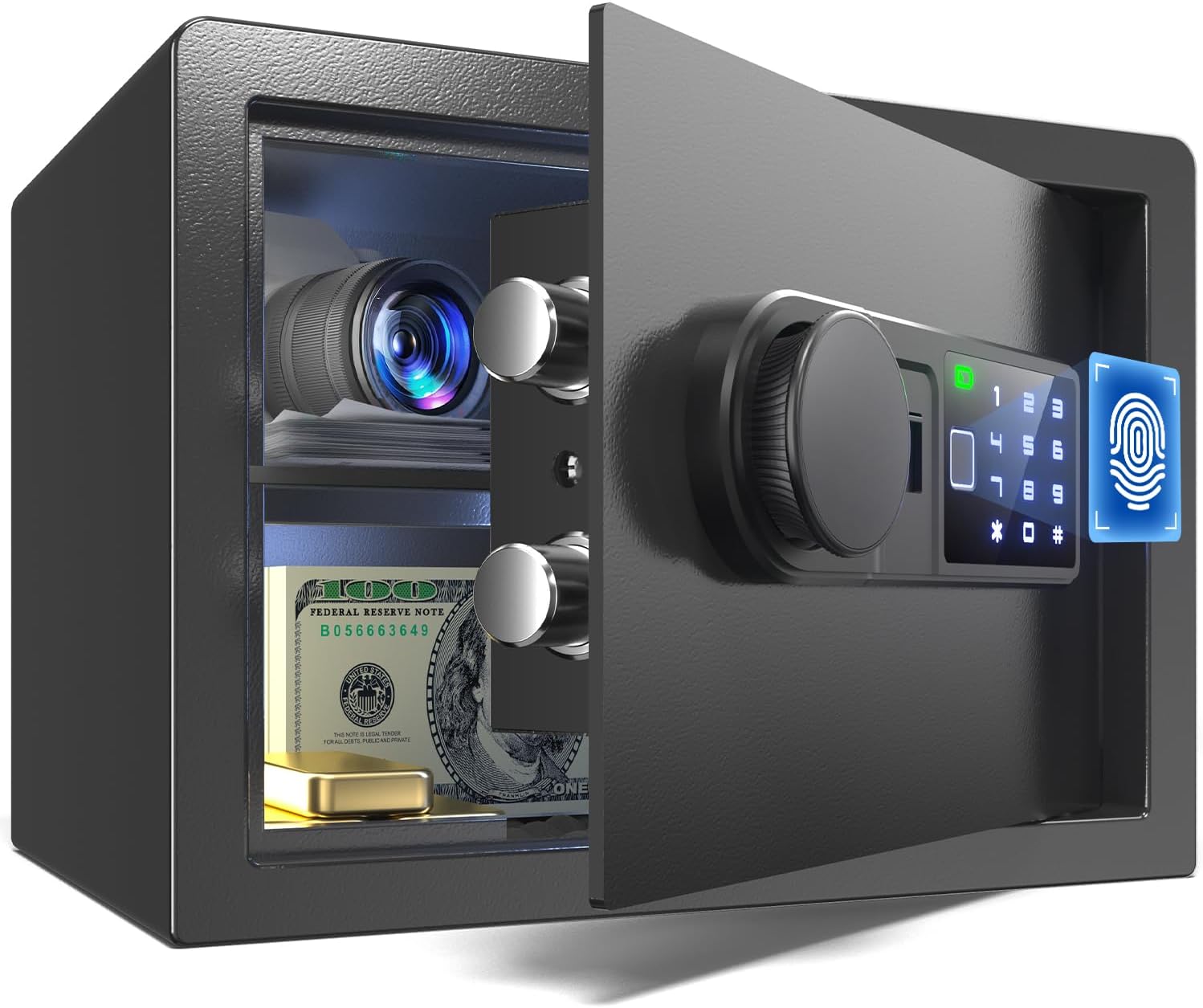 Wendlon Safe Box Touch Screen with Silent Mode, Backlit Keypad, LED ...