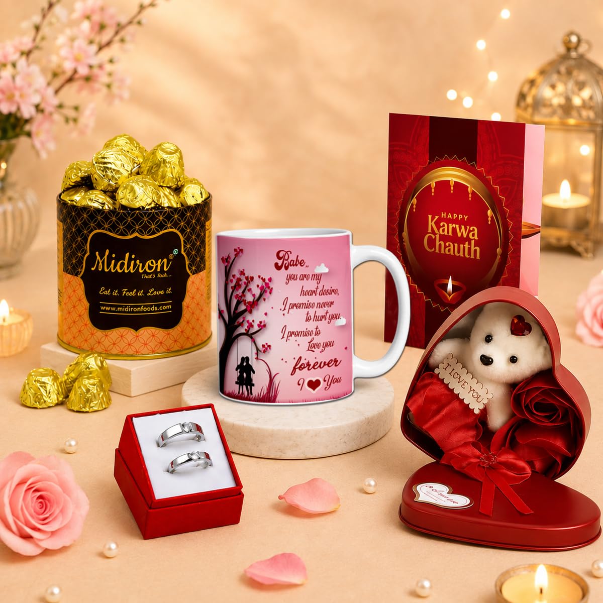 Love ring Present Box ブラウス Midiron Romantic Love Gift for Wife, Karwachuath Premium Chocolate