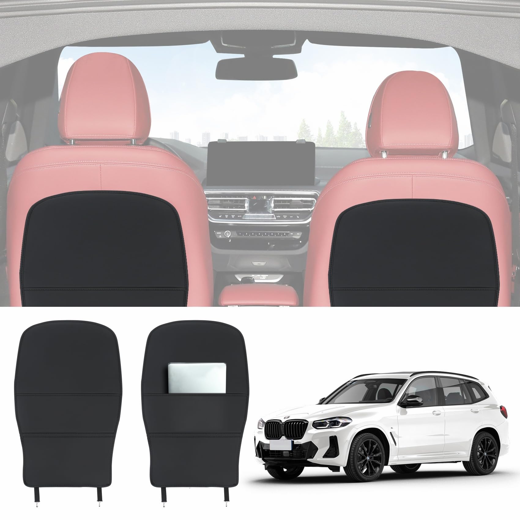 Hugeek Kick Mats Back Seat Protector for BMW X3 X4 Car Back Seat Cover for Child Protect from Dirt Mud and Scratches Waterproof Kick Mats Backseat Protector (for BMW X3 X4 (Black))