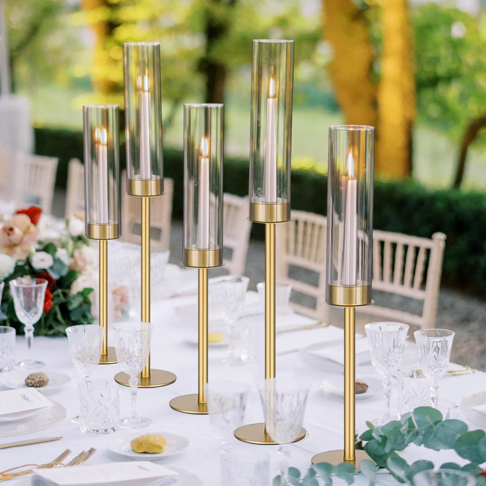 Gold Hurricane Candle Holders - Set of 6 -6