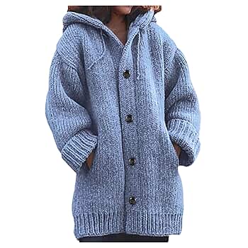 ZWRXW Womens Hooded Cardigan Sweaters Oversized Button Down
