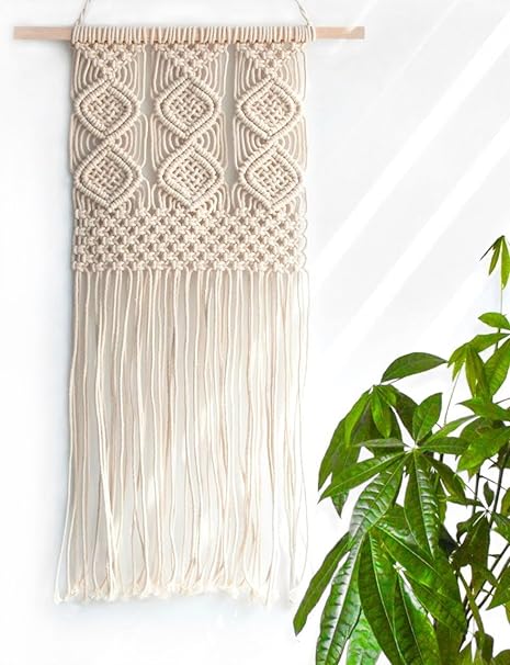Amazon Co Jp ハンドメイドタペストリーマクラメ編み壁吊りタペストリー Bohoシック部屋装飾ホットリビングルームキッチン寝室の装飾壁アートコットンロープコード織タペストリーのホームデコレーション またはアパート ホーム キッチン