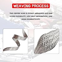 Vista 3 de 5 correas universales de tierra automotriz, 2 piezas de 13 pulgadas x 1/2 pulgadas y 3 cables de tierra de cobre de 10 pulgadas x 1/2 pulgadas