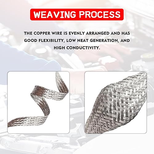 Miniatura 3 de 5 correas universales de tierra automotriz, 2 piezas de 13 pulgadas x 12 pulgadas y 3 cables de tierra de cobre de 10 pulgadas x 12 pulgadas,