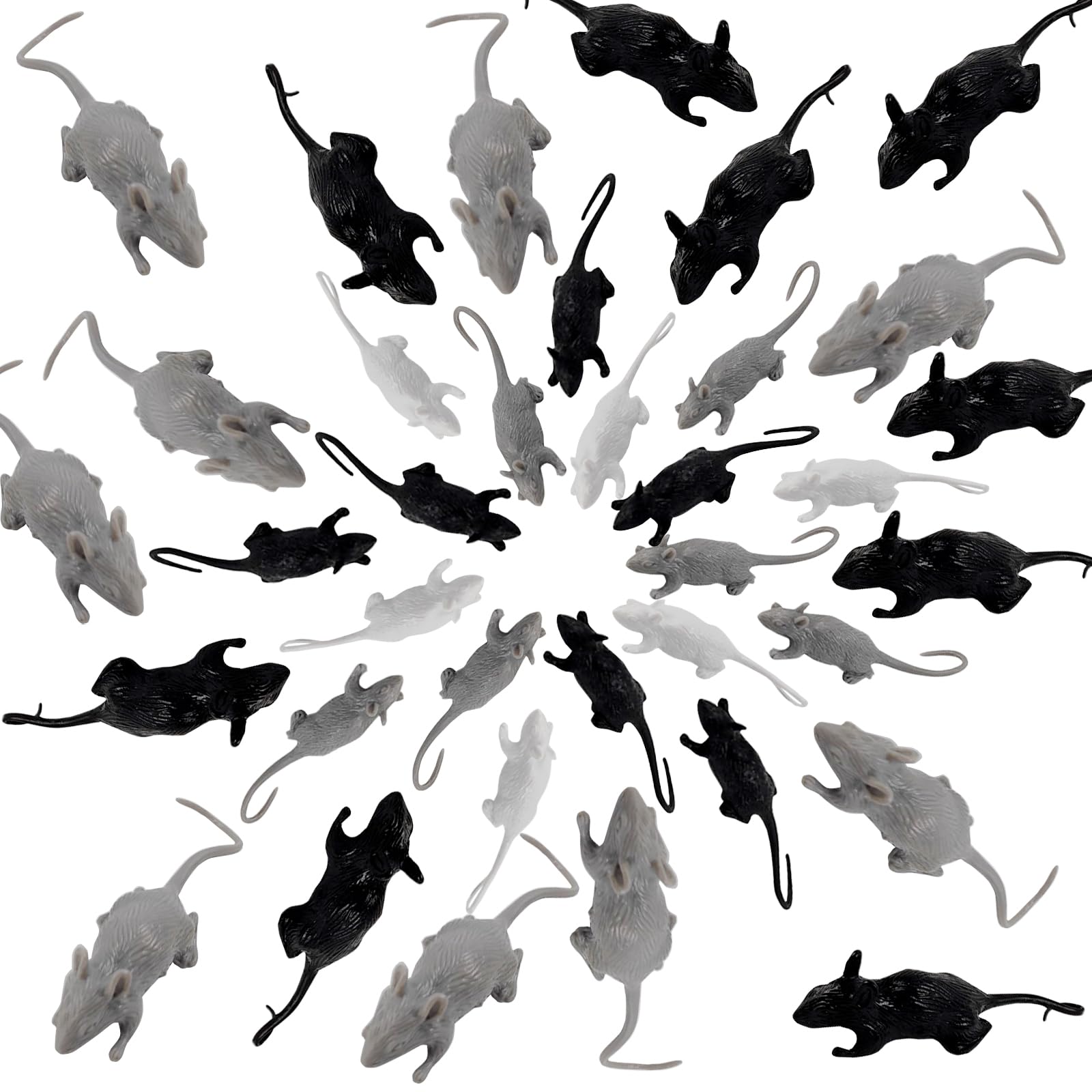 ROYHOO 36PCS Plastic Mini Fake Rat Plastic Mouse Toys Decorations Realistic Pranks Rats Simulated Big Small Mouse Mice Toys for April Fools Day Halloween Prank Party Supplies