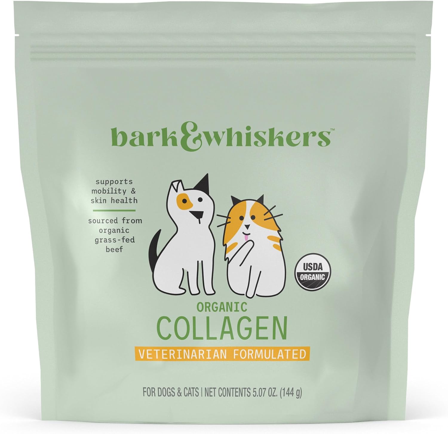 Dr. Mercola Bark & Whiskers Organic Collagen - Supports Skin Coat & Tissue Health - Grass-Fed Beef Bone Concentrate - Easy-to-Mix Powder - 30 Scoops (5.07 oz)