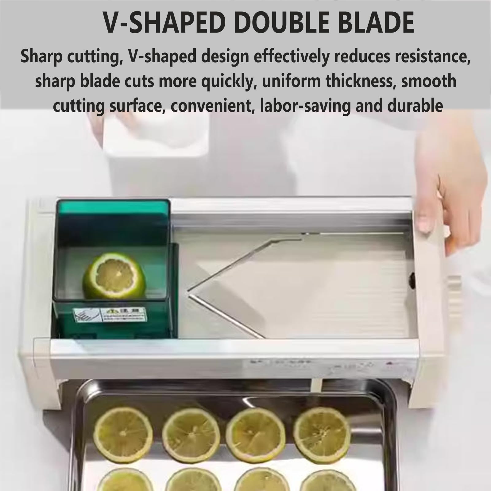 Cortador de ajo manual, cortador de verduras con hoja en forma de V, grosor ajustable de 1 a 15 mm para dientes de ajo frescos y verduras, herramienta de cocina fácil de usar