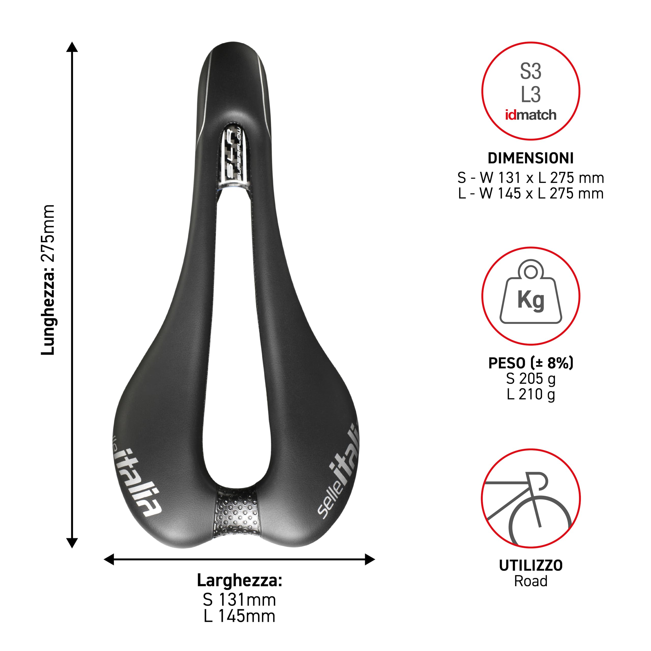 Selle Italia SLR TM Superflow - Sella Bicicletta da Strada, Design Iconico SLR con Foro Superflow, Telaio in Manganese