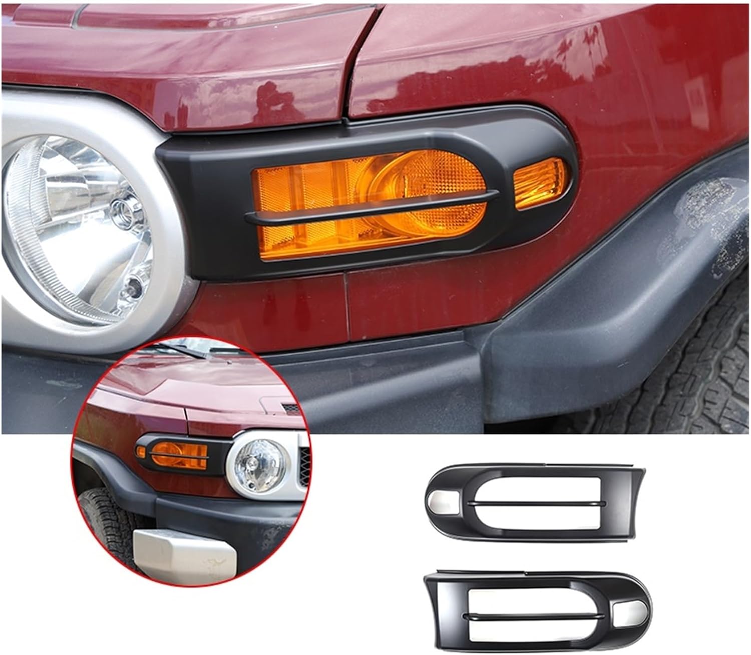 Compatible With 2007-2021 Toyota FJ Cruiser ABS Car Front Fog Lamp Cover Trim Sticker Protector Cover Car Exterior Accessories