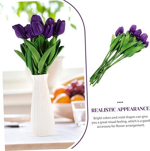 Miniatura 6 de Ramo de flores falsas, 12 unidades, tulipán, flores artificiales, ramas cortas, tulipanes sintéticos, decoración de tulipanes