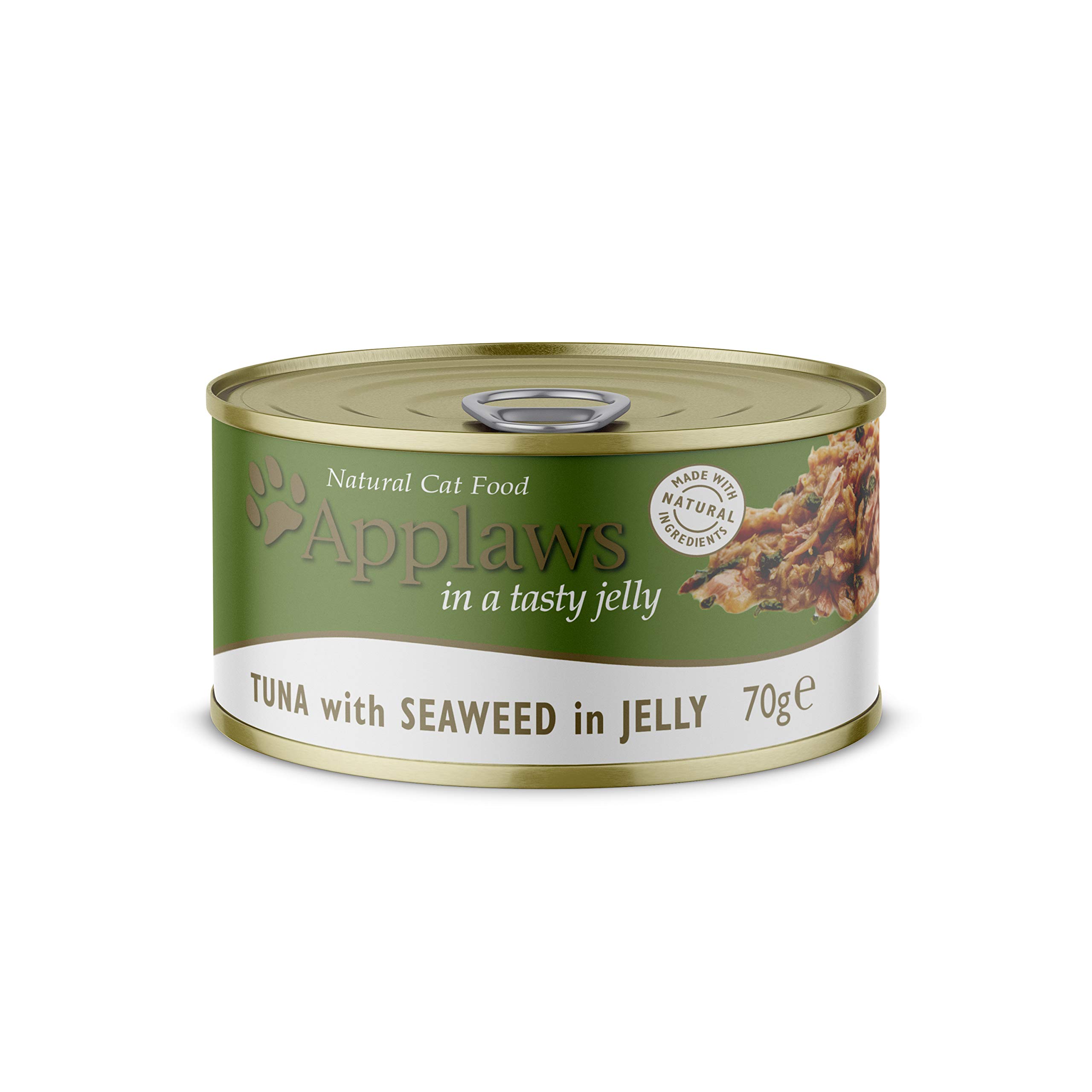 Applaws 100% Natural Wet Cat Food, Tuna Fillet with Seaweed in Tasty Jelly 70 g Tin (Pack of 24 x 70 g)