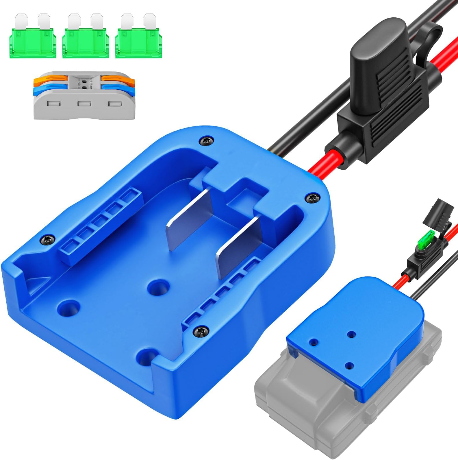 Power Wheels Battery Adapter for Kobalt 24V Max Batteries, 14 Gauge Wire Terminals with 30A Fuse Protection, Fits KB624-03 KB524-03 KB424-03 KB224-03 for Power Wheels, Robotics & DIY Upgrades
