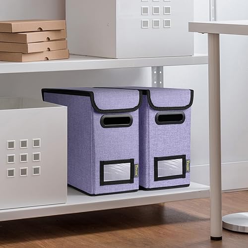 Miniatura 154 de BALEINE - Caja organizadora de archivos con tapa, organizador de carpetas plegable con riel de plástico, caja para carpetas colgantes para Gris