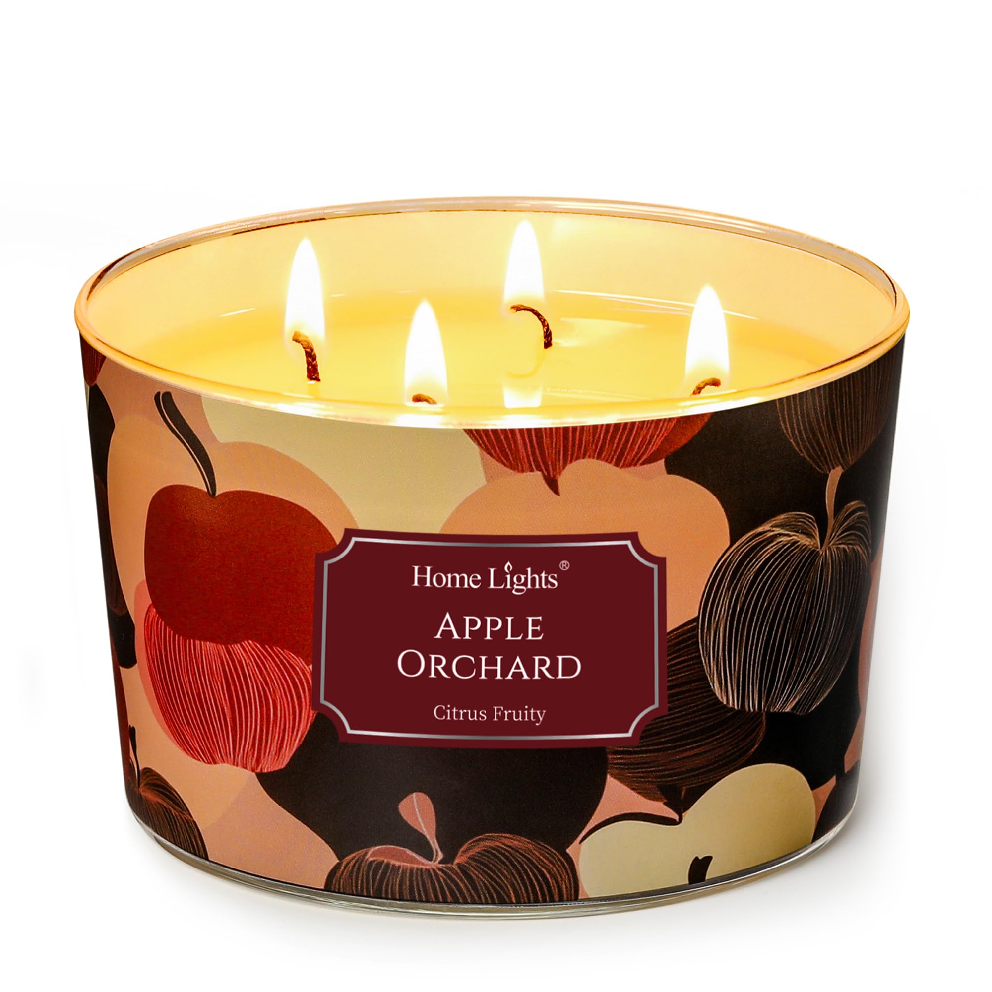 Home Lights Soy Wax Candles for Home Scented, 4-Wick Candles in Apple Orchard Scented, Aromatherapy Candles Gift for Parties, Relaxing, Eclectic Mixed Styles, 18oz