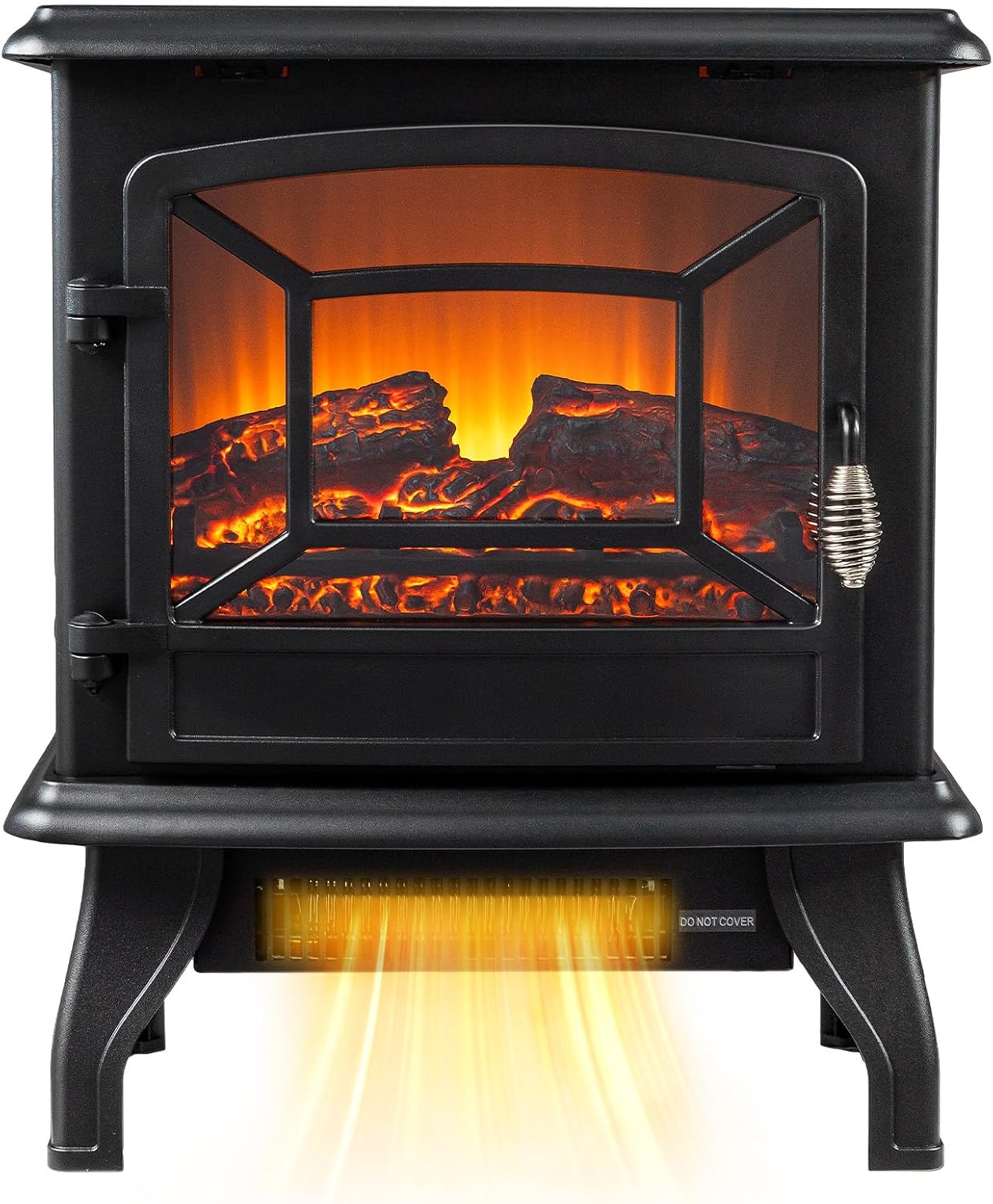 Bonnlo 20" H Electric Fireplace Stove, 1500W Portable Freestanding Fireplace Heater for Indoor Use, 3D Flame Logs, Overheat & Tip-Over Protections, Suit for Bedroom, Living Room, CSA Approved