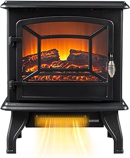 Bonnlo 20" H Electric Fireplace Stove, 1500W Portable Freestanding Fireplace Heater for Indoor Use, 3D Flame Logs, Overheat & Tip-Over Protections, Suit for Bedroom, Living Room, CSA Approved