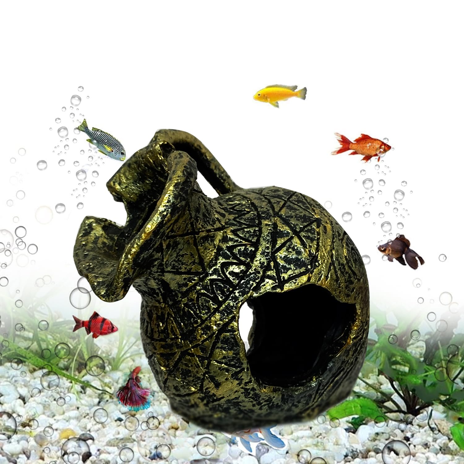 Smiling Pets Aquarium Decorations - Fish Tank cave Decorative Accessories Resin Classical Broken Pot Spacious Hiding Place for Betta Fish, Shrimp, Cichlid (B0CXM952SV) Amazon Price History, Amazon Price Tracker