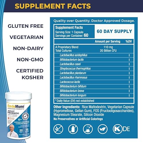 Miniatura 9 de Endomune Advanced adulto Mutil-Strain Probiótico y endomune Metabolic Rescue Bundle - Suministro de 2 meses