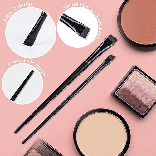 Miniatura 2 de Juego de 16 brochas para delineador de ojos, cepillo para cejas y cejas cónico plano, brocha de maquillaje ultra fina para Navidad, pinceles