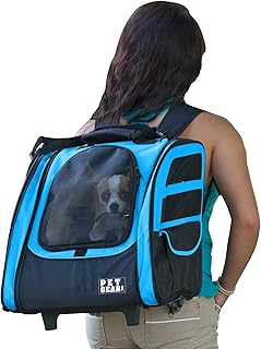 Pet Gear I-GO2 Roller Backpack, Travel Carrier, Car Seat for Cats/Dogs, Mesh Ventilation, Included Tether, Telescoping Handle, Storage Pouch, 1 Model, Available in 5 Colors
