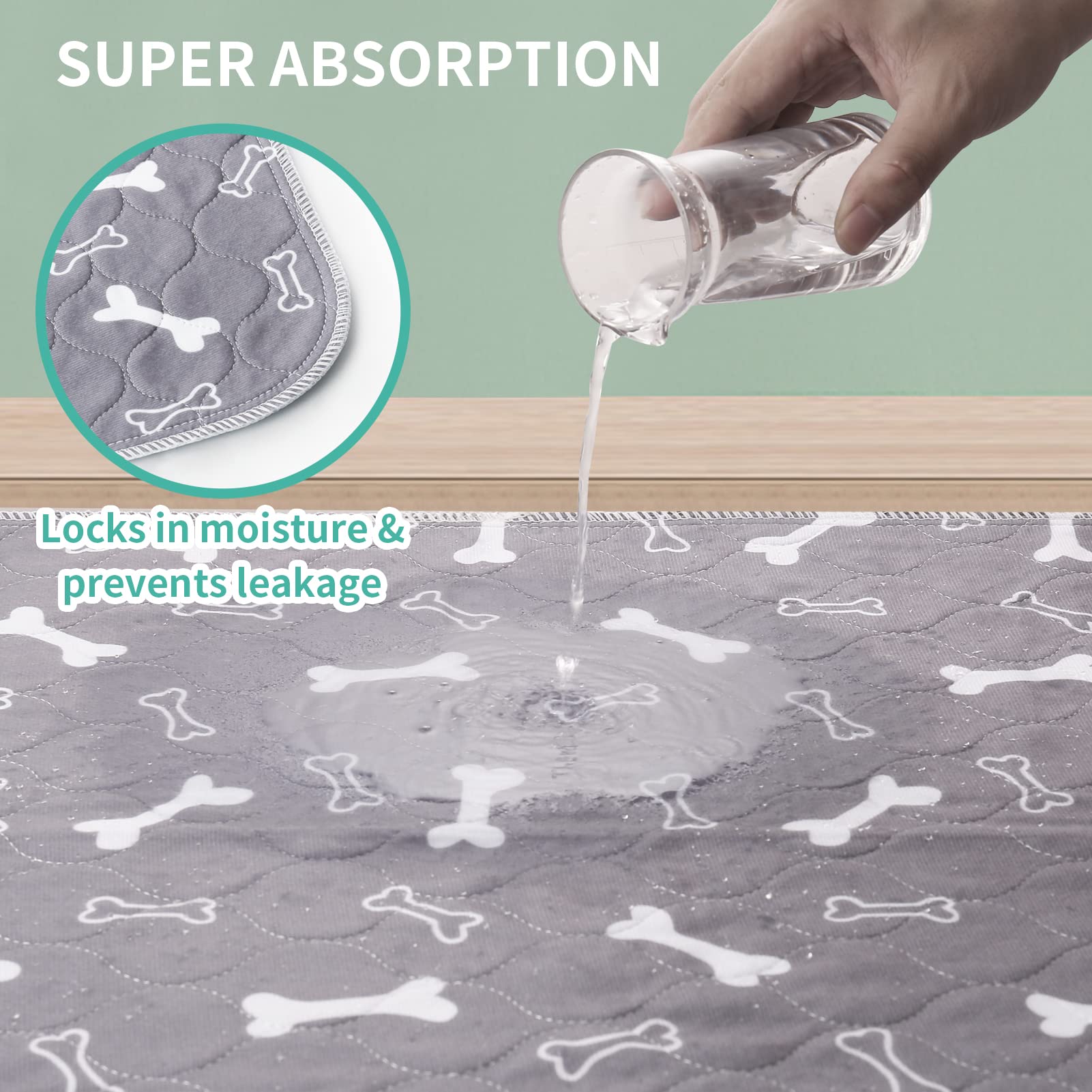 2 pezzi 90 * 80cm Tappetini Assorbenti per Cani, Traverse Lavabili per Cani, Tappetino per Addestramento del Cane Riutilizzabile per Gatti, Cani, Conigli, Porcellini d'India