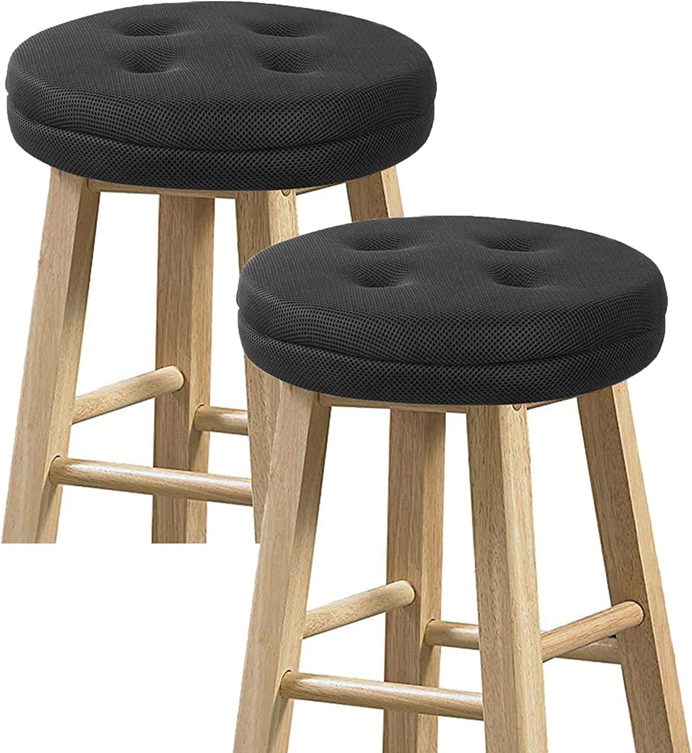 baibu Set of 2 Bar Stool Cushions, Super Breathable Round Bar Stool Covers Seat Cushion Round with Elastic Black 13" - 2 Cushions Only