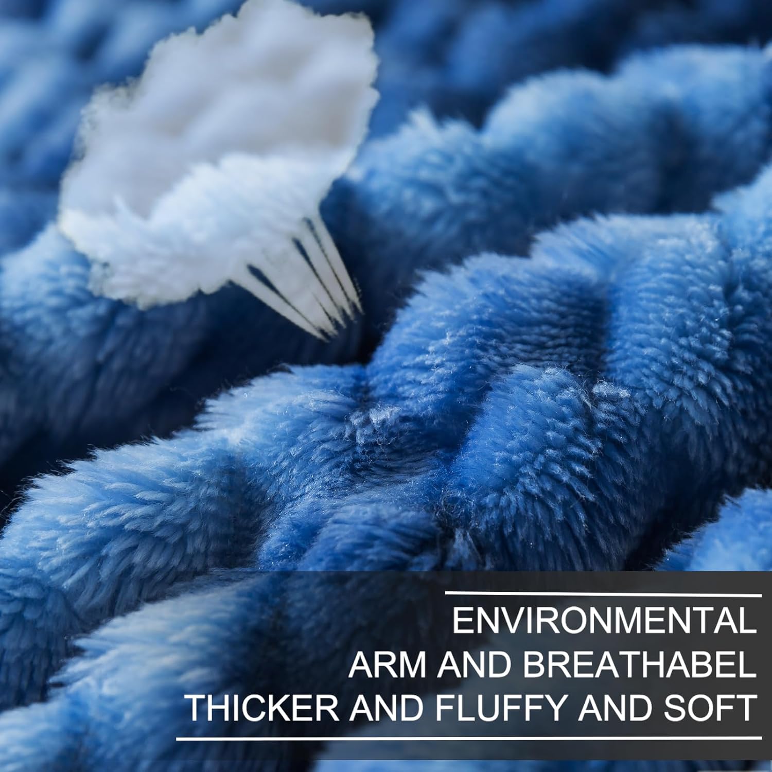 Richave Queen Size Fleece Blanket,Premium Lightweight Anti-Static 90x90 Inches 3D Clouds Stylish Jacquard Velvet Plush Bed Blanket for Queen Full Bed, Tie-dye Stone Blue - Image 3