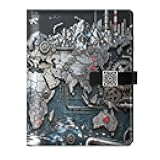 tplaotee -style World Map leather lined spiral notebooks delicate journal notebook for working 6.7x9.2