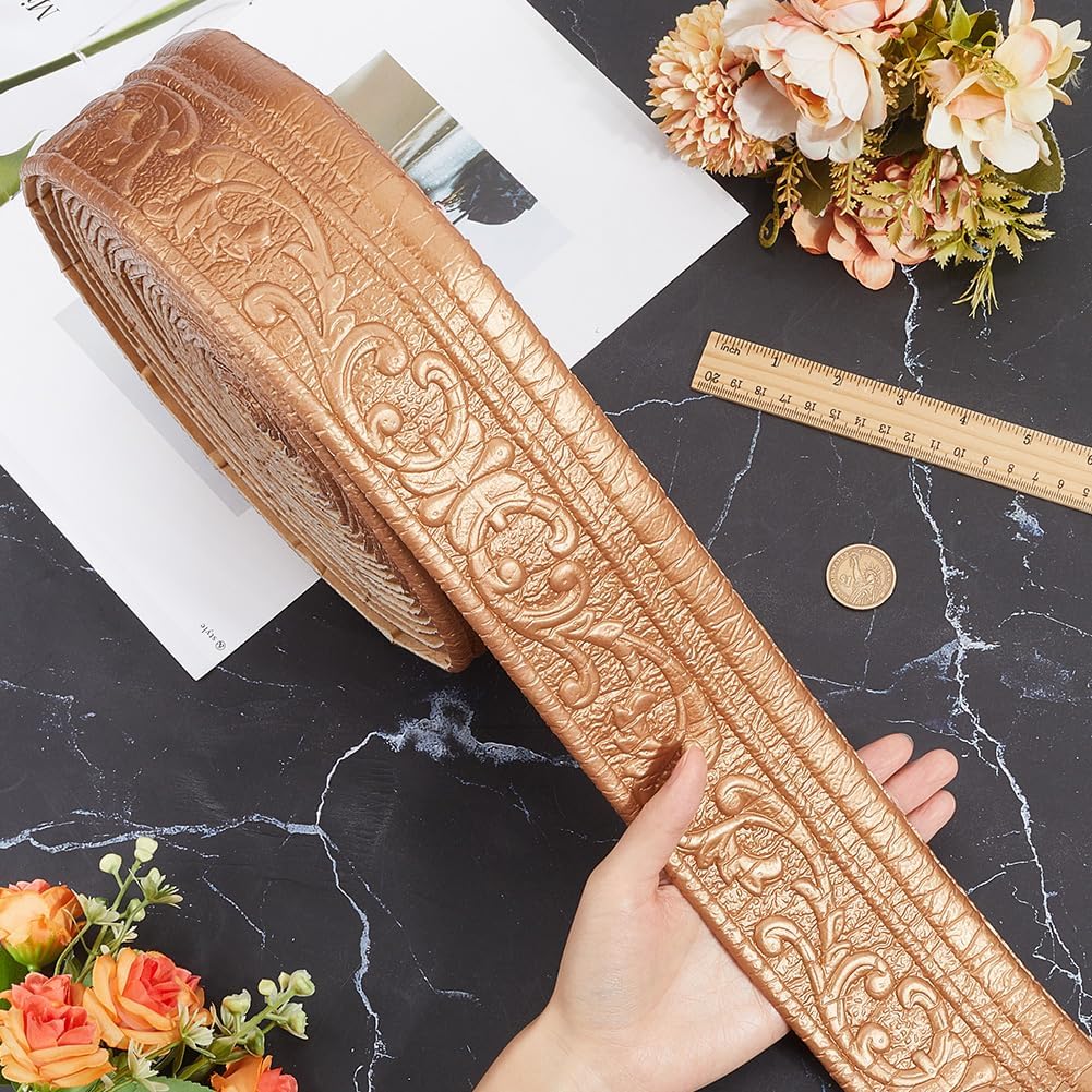 CRASPIRE 394 x 3.14in Peel and Stick Crown Molding Self Adhesive Flexible 3D Bronze Wallpaper Border Baseboard Trim Bronze Mirror Sticky Wall Edging Base Lines Foam for Hotel Home DIY Decoration