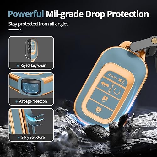 Miniatura 10 de QfungYe Para Honda Accord Civic CRV Pilot Ridgeline Odyssey Accesorios para pasaporte Funda para llavero de muñeca, funda especial de TPU